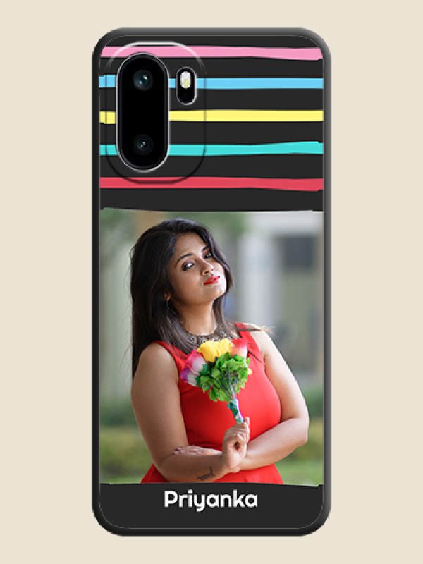 Custom Multicolor Lines with Image On Space Black Custom Soft Matte Mobile Back Cover - OnePlus 15R 5G