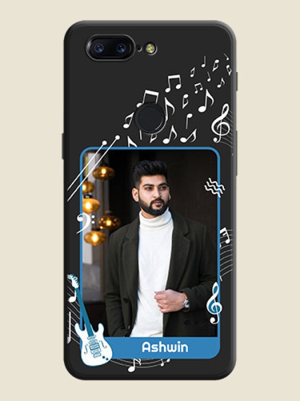 Custom Musical Theme Design with Text - Photo on Space Black Soft Matte Mobile Case - OnePlus 5T