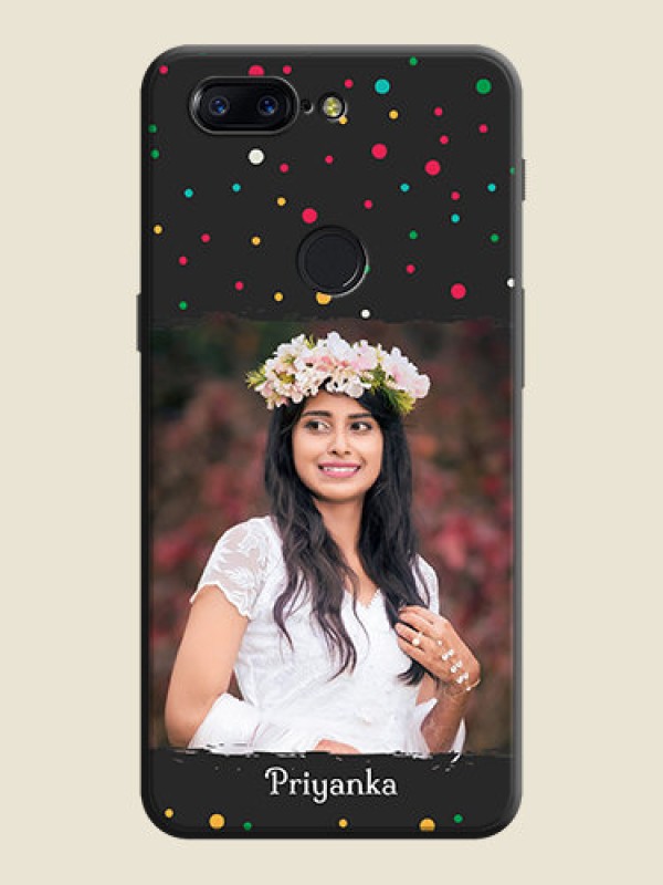 Custom Multicolor Dotted Pattern with Text on Space Black Custom Soft Matte Phone Back Cover - OnePlus 5T