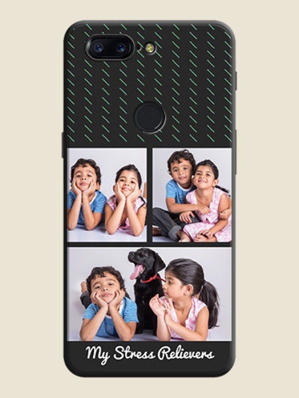 Custom Cross Dotted Pattern with 2 Image Holder  on Personalised Space Black Soft Matte Cases - OnePlus 5T