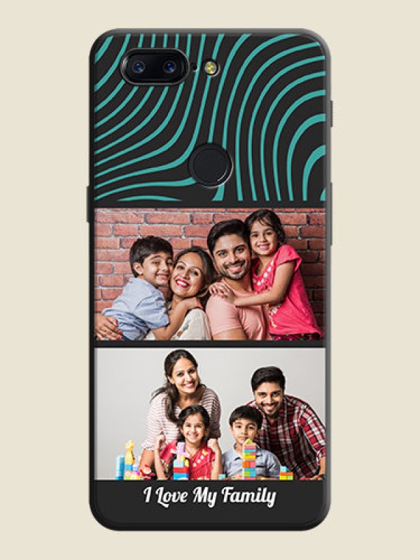 Custom Wave Pattern with 2 Image Holder on Space Black Personalized Soft Matte Phone Covers - OnePlus 5T