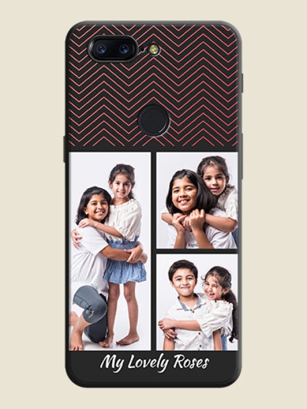 Custom Wave Pattern with 3 Image Holder on Space Black Custom Soft Matte Back Cover - OnePlus 5T
