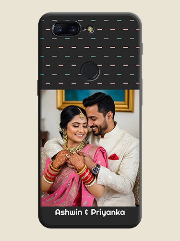 Custom Line Pattern Design with Text on Space Black Custom Soft Matte Phone Back Cover - OnePlus 5T