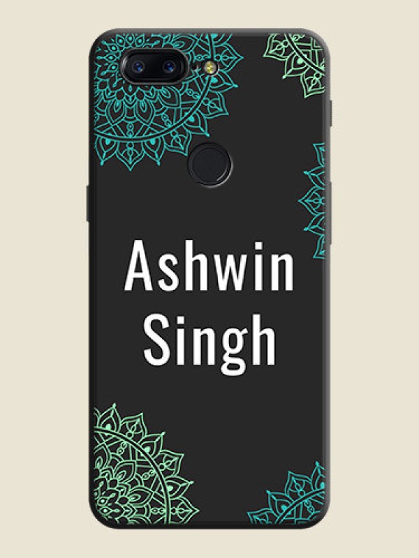 Custom Your Name with Floral Design on Space Black Custom Soft Matte Back Cover - OnePlus 5T