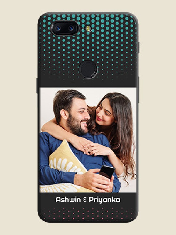 Custom Faded Dots with Grunge Photo Frame and Text on Space Black Custom Soft Matte Phone Cases - OnePlus 5T