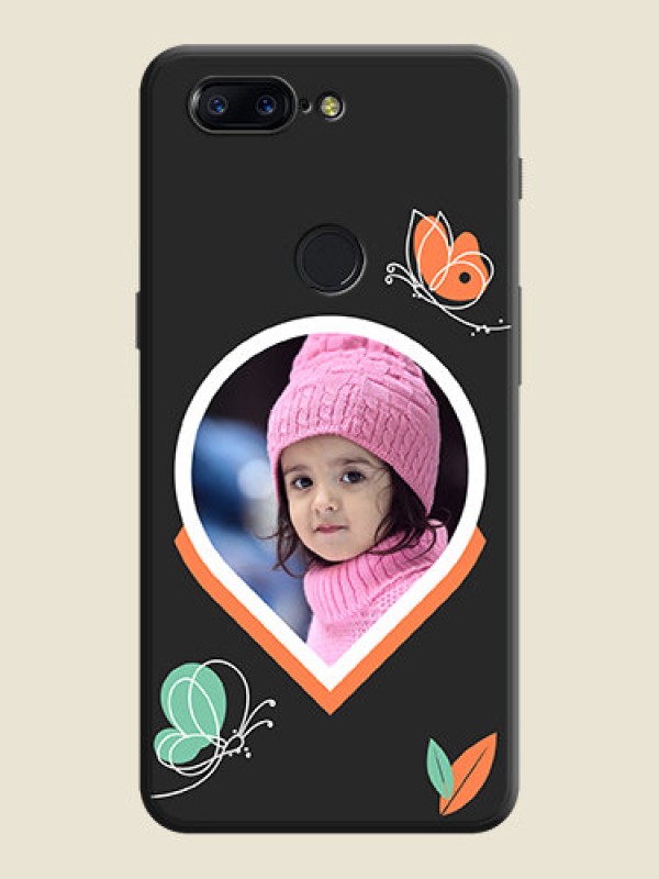 Custom Upload Pic With Simple Butterly Design On Space Black Personalized Soft Matte Phone Covers -Oneplus 5T