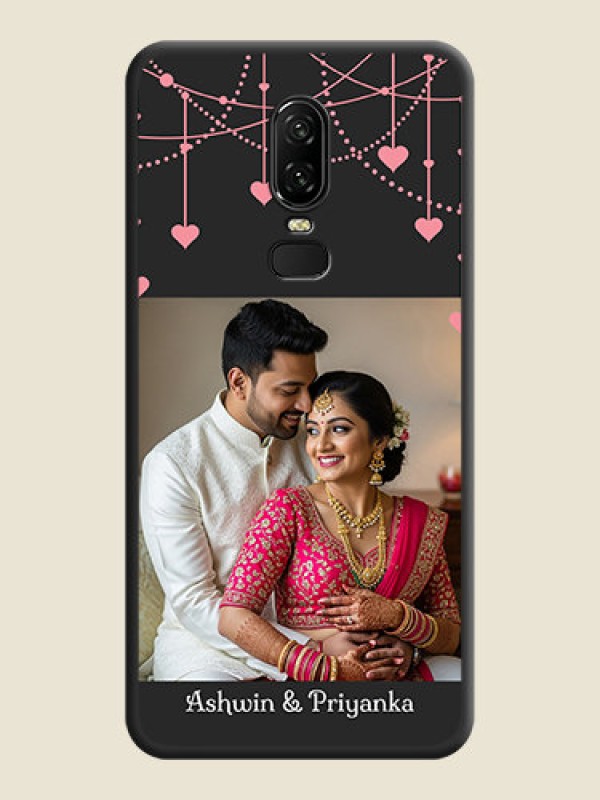 Custom Pink Love Hangings with Text on Space Black Custom Soft Matte Back Cover - OnePlus 6