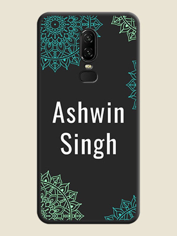 Custom Your Name with Floral Design on Space Black Custom Soft Matte Back Cover - OnePlus 6
