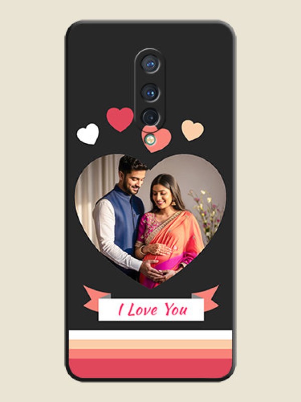 Custom Love Shaped Photo with Colorful Stripes on Personalised Space Black Soft Matte Cases - OnePlus 8