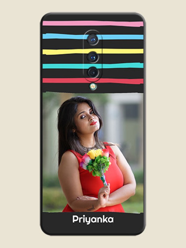 Custom Multicolor Lines with Image on Space Black Personalized Soft Matte Phone Covers - OnePlus 8
