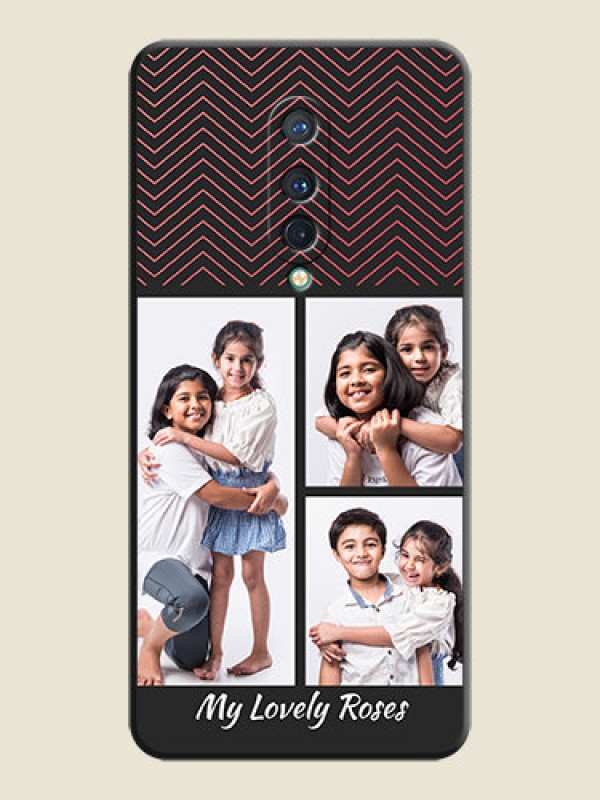 Custom Wave Pattern with 3 Image Holder on Space Black Custom Soft Matte Back Cover - OnePlus 8