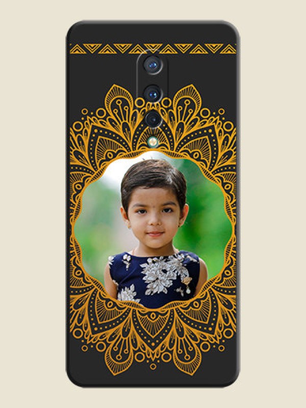 Custom Round Image with Floral Design - Photo on Space Black Soft Matte Mobile Cover - OnePlus 8