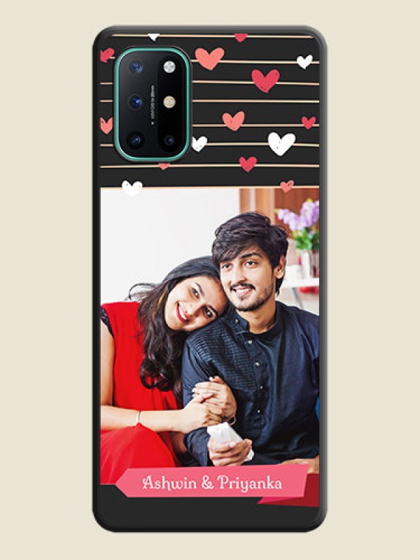 Custom Love Pattern with Name on Pink Ribbon  on Photo on Space Black Soft Matte Back Cover - OnePlus 8T