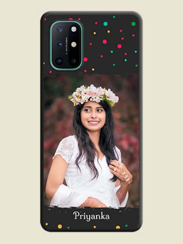 Custom Multicolor Dotted Pattern with Text on Space Black Custom Soft Matte Phone Back Cover - OnePlus 8T