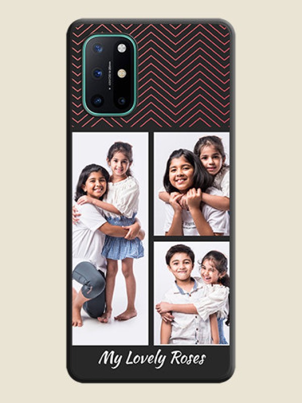 Custom Wave Pattern with 3 Image Holder on Space Black Custom Soft Matte Back Cover - OnePlus 8T