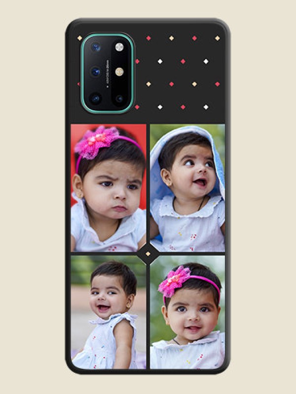 Custom Multicolor Dotted Pattern with 4 Image Holder on Space Black Custom Soft Matte Phone Cases - OnePlus 8T