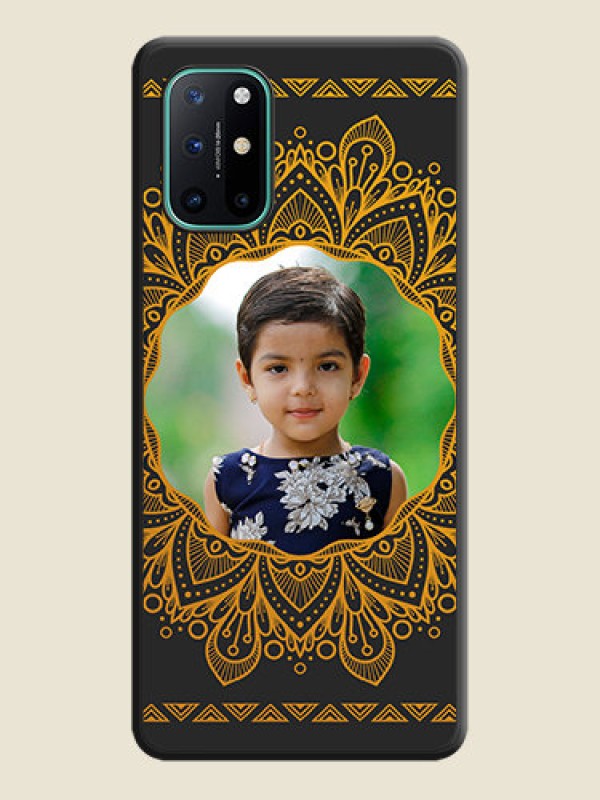 Custom Round Image with Floral Design on Photo on Space Black Soft Matte Mobile Cover - OnePlus 8T