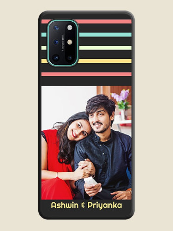 Custom Color Stripes with Photo and Text on Photo on Space Black Soft Matte Mobile Case - OnePlus 8T