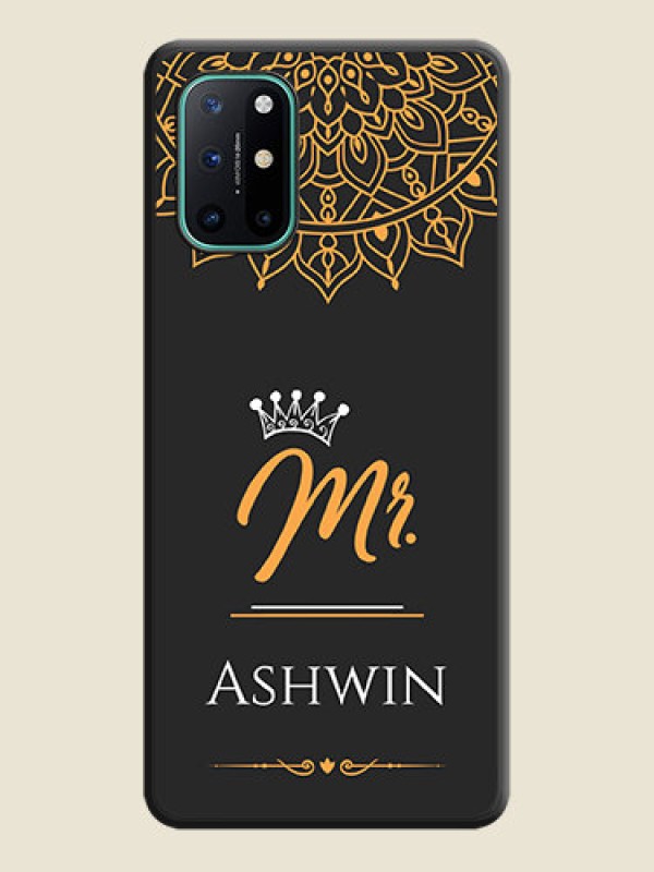 Custom Mr Name with Floral Design  on Personalised Space Black Soft Matte Cases - OnePlus 8T