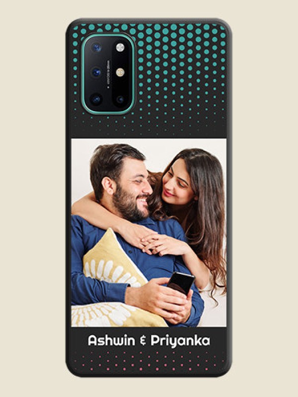 Custom Faded Dots with Grunge Photo Frame and Text on Space Black Custom Soft Matte Phone Cases - OnePlus 8T