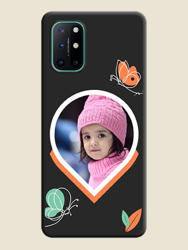 Custom Upload Pic With Simple Butterly Design On Space Black Personalized Soft Matte Phone Covers -Oneplus 8T