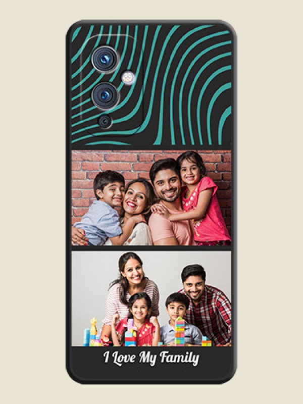 Custom Wave Pattern with 2 Image Holder on Space Black Personalized Soft Matte Phone Covers - Oneplus 9 5G