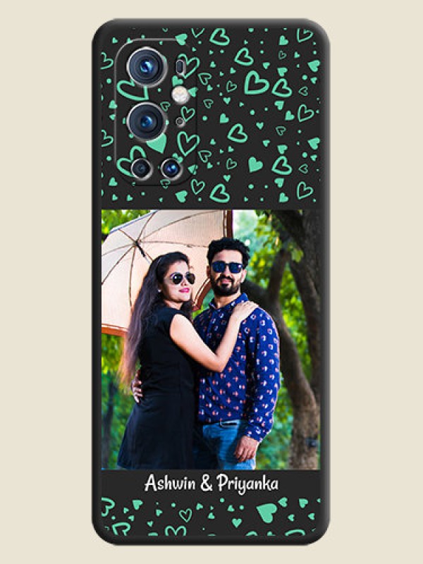 Custom Sea Green Indefinite Love Pattern on Photo on Space Black Soft Matte Mobile Cover - Oneplus 9 Pro 5G
