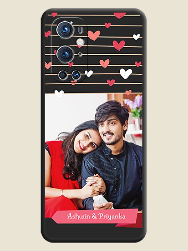 Custom Love Pattern with Name on Pink Ribbon  on Photo on Space Black Soft Matte Back Cover - Oneplus 9 Pro 5G
