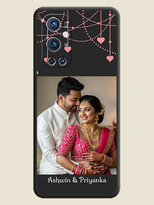 Custom Pink Love Hangings with Text on Space Black Custom Soft Matte Back Cover - Oneplus 9 Pro 5G