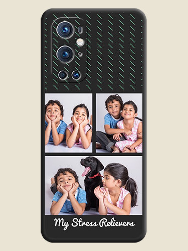 Custom Cross Dotted Pattern with 2 Image Holder  on Personalised Space Black Soft Matte Cases - Oneplus 9 Pro 5G