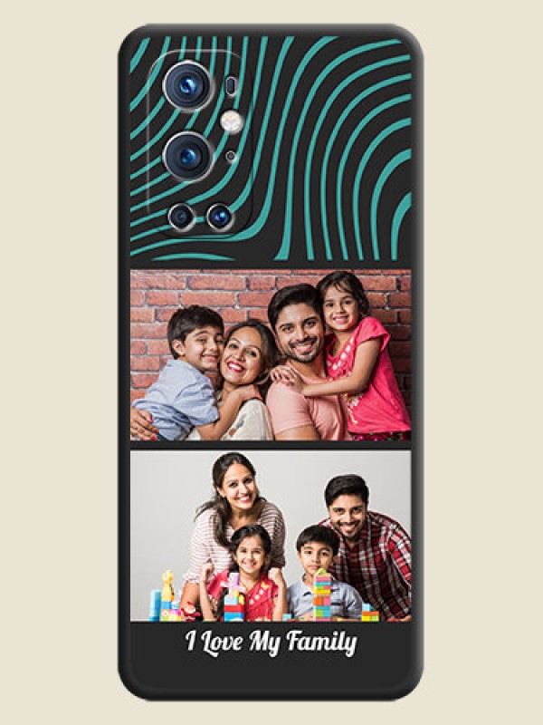 Custom Wave Pattern with 2 Image Holder on Space Black Personalized Soft Matte Phone Covers - Oneplus 9 Pro 5G