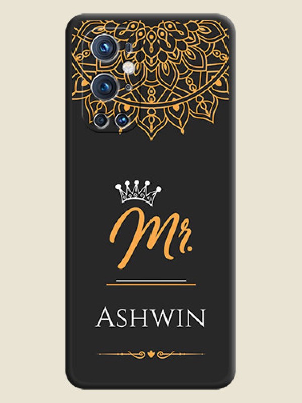Custom Mr Name with Floral Design  on Personalised Space Black Soft Matte Cases - Oneplus 9 Pro 5G