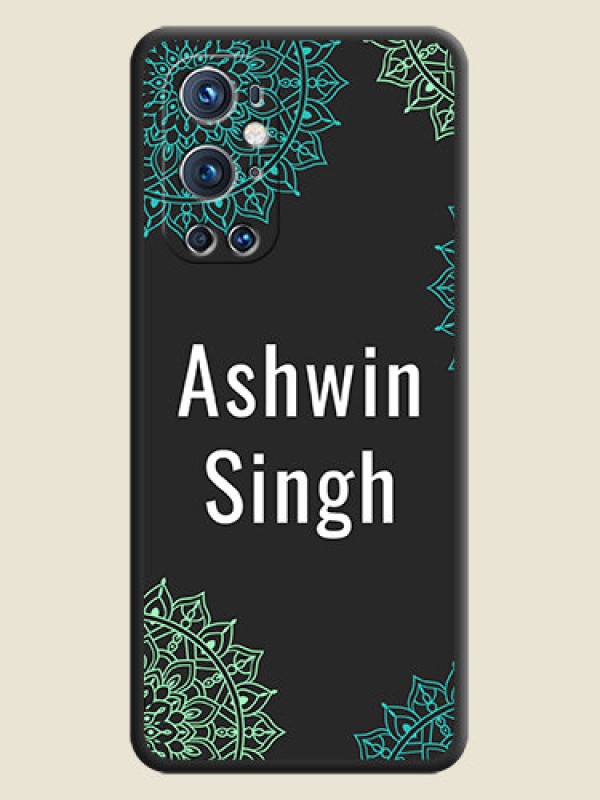 Custom Your Name with Floral Design on Space Black Custom Soft Matte Back Cover - Oneplus 9 Pro 5G
