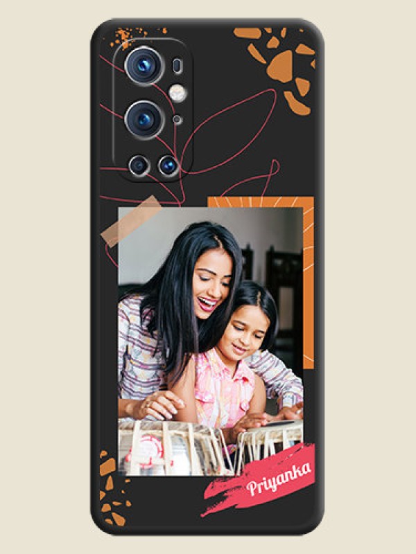 Custom Orange Photo Frame on Space Black Custom Soft Matte Phone Back Cover - Oneplus 9 Pro 5G