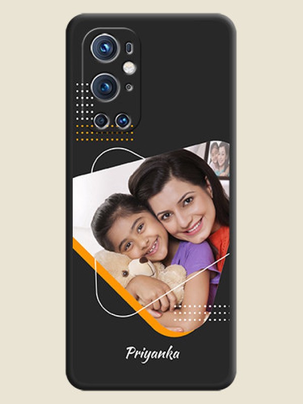 Custom Yellow Triangle on Photo on Space Black Soft Matte Phone Cover - Oneplus 9 Pro 5G