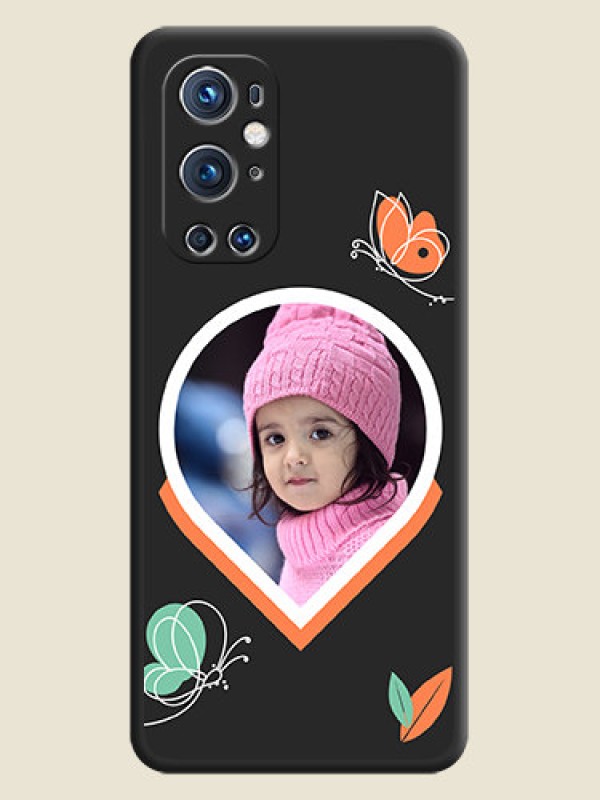 Custom Upload Pic With Simple Butterly Design On Space Black Personalized Soft Matte Phone Covers -Oneplus 9 Pro 5G