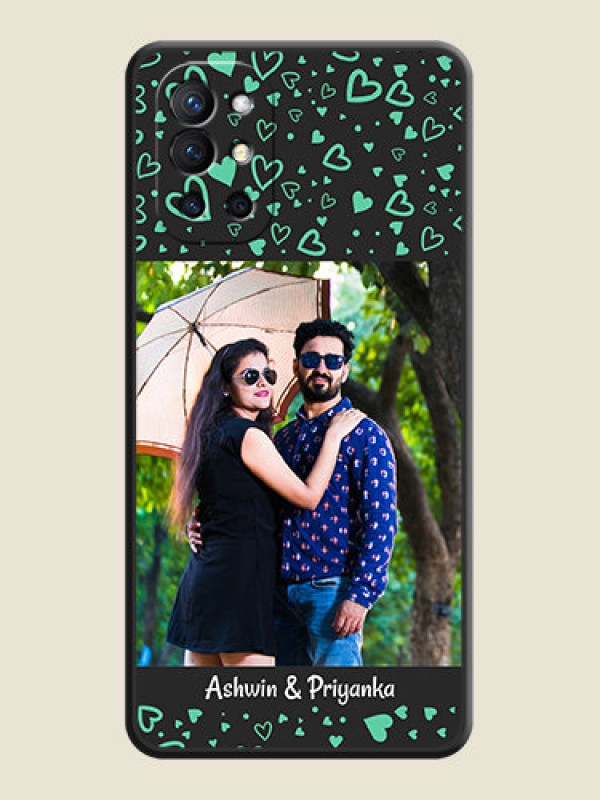 Custom Sea Green Indefinite Love Pattern on Photo on Space Black Soft Matte Mobile Cover - Oneplus 9R 5G