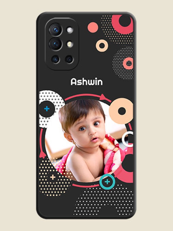 Custom Multicoloured Round Image on Personalised Space Black Soft Matte Cases - Oneplus 9R 5G