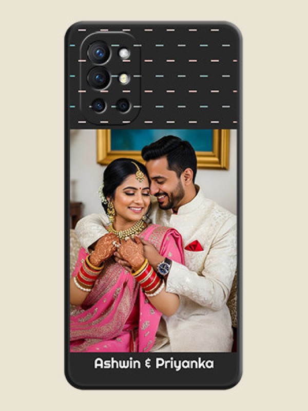 Custom Line Pattern Design with Text on Space Black Custom Soft Matte Phone Back Cover - Oneplus 9R 5G