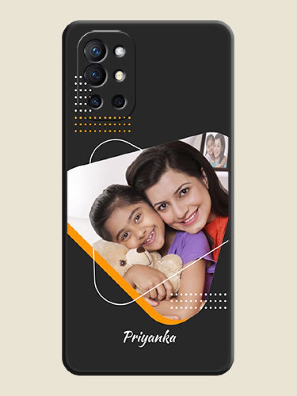 Custom Yellow Triangle on Photo on Space Black Soft Matte Phone Cover - Oneplus 9R 5G