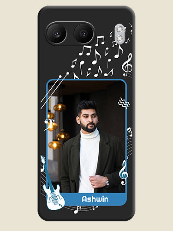 Custom Musical Theme Design with Text on Photo On Space Black Custom Soft Matte Mobile Back Cover - Nord 4 5G