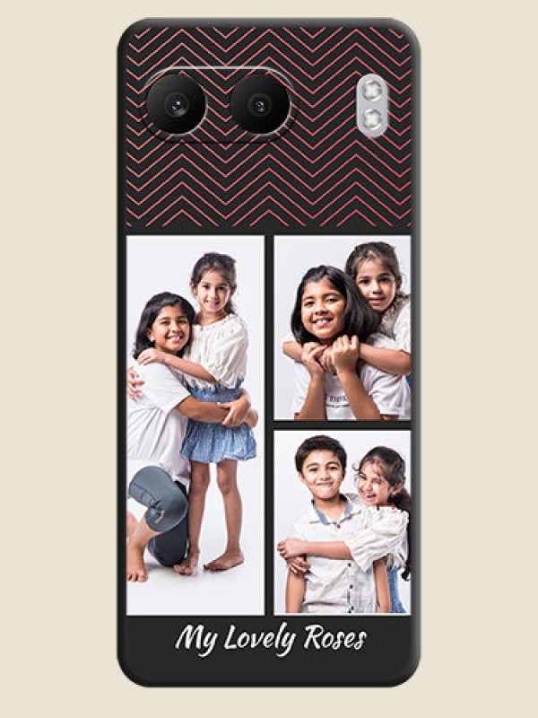 Custom Wave Pattern with 3 Image Holder On Space Black Custom Soft Matte Mobile Back Cover - Nord 4 5G