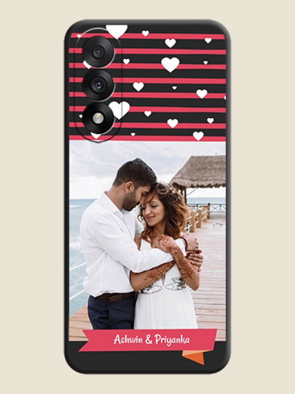 Custom White Color Love Symbols with Pink Lines Pattern On Space Black Custom Soft Matte Mobile Back Cover - OnePlus Nord 5 5G