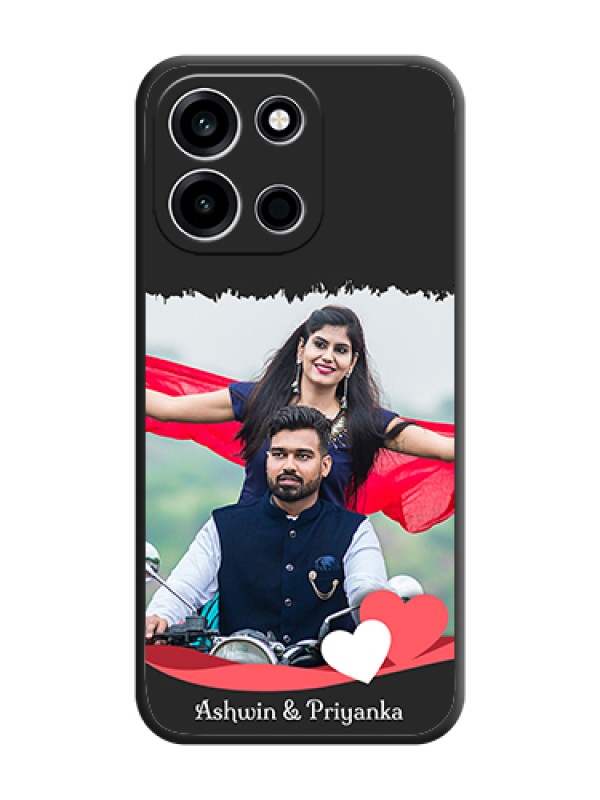 Custom Pin Color Love Shaped Ribbon Design with Text On Space Black Custom Soft Matte Mobile Back Cover - OnePlus Nord 6 5G
