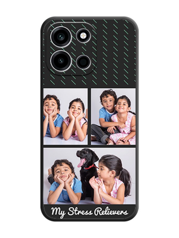 Custom Cross Dotted Pattern with 2 Image Holder On Space Black Custom Soft Matte Mobile Back Cover - OnePlus Nord 6 5G