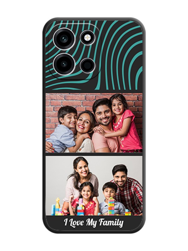 Custom Wave Pattern with 2 Image Holder On Space Black Custom Soft Matte Mobile Back Cover - OnePlus Nord 6 5G