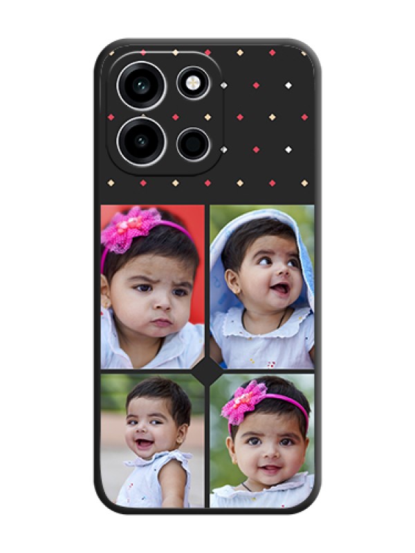 Custom Multicolor Dotted Pattern with 4 Image Holder On Space Black Custom Soft Matte Mobile Back Cover - OnePlus Nord 6 5G