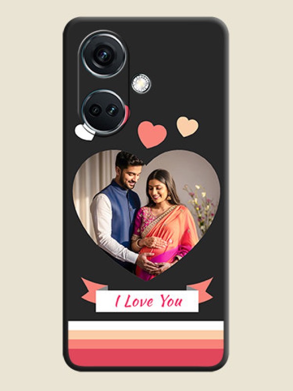 Custom Love Shaped Photo with Colorful Stripes on Personalised Space Black Soft Matte Cases - OnePlus Nord CE 3 5G