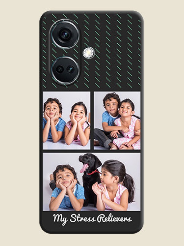 Custom Cross Dotted Pattern with 2 Image Holder on Personalised Space Black Soft Matte Cases - OnePlus Nord CE 3 5G