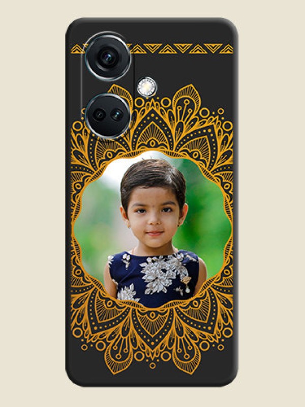 Custom Round Image with Floral Design - Photo on Space Black Soft Matte Mobile Cover - OnePlus Nord CE 3 5G